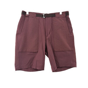 REI Co-Op Mens Burgundy Nylon Hiking Shorts Size 34 With Adjustable Belt